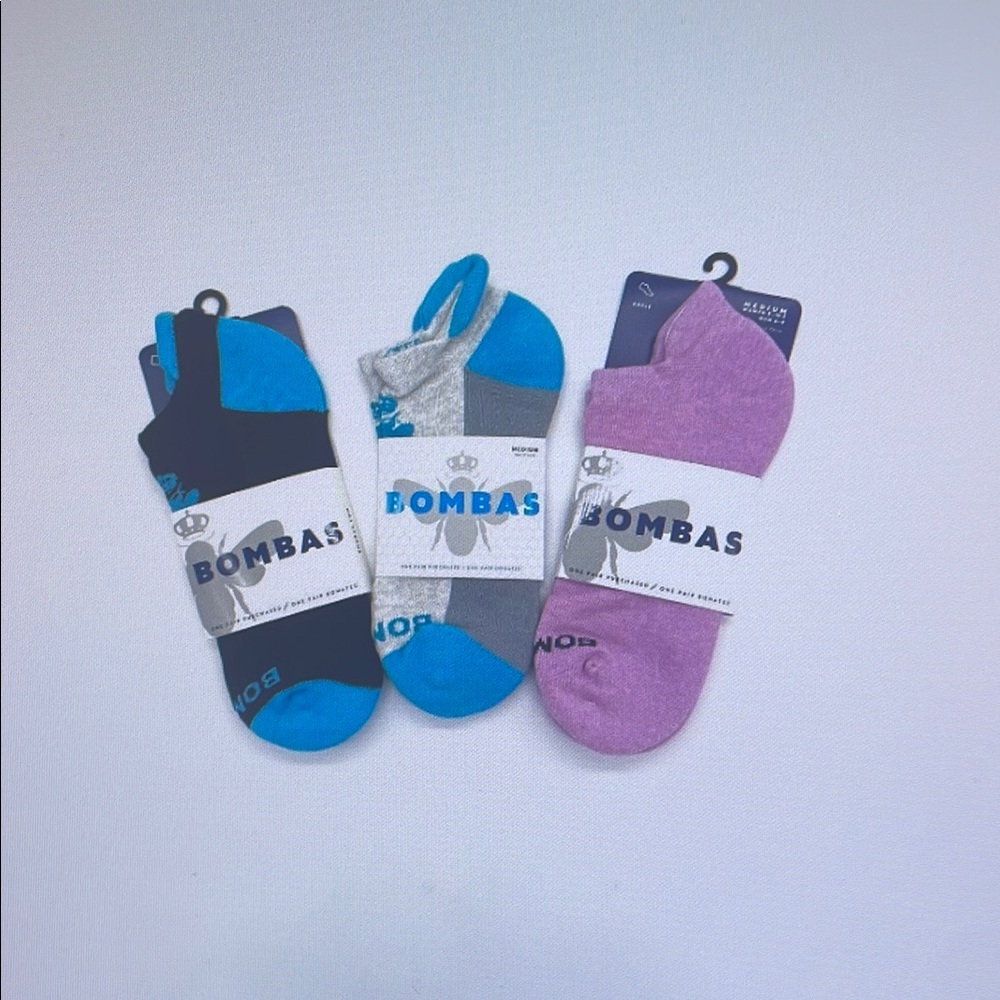 Bombas Men's Ankle Socks - Blue, Gray, and Purple